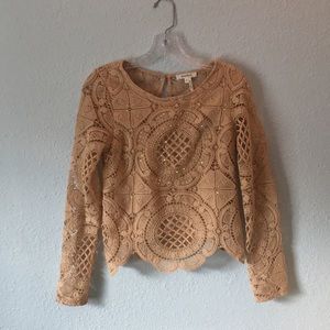 Long sleeve bejeweled blouse